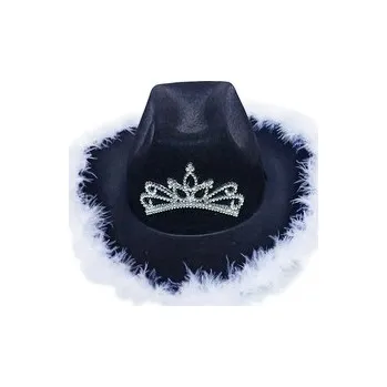 Karnevalový kostým klobouk kovbojský černý s korunkou, dámský