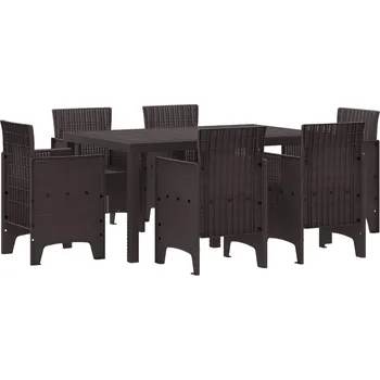 Zahradní jídelní souprava 7 pcs Hnědá Ratan Polt Hnědá3378557