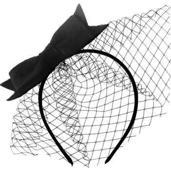 Čelenka Černý Fascinátor Ozdoba do Vlasů Čelenka Mašle Šperk Závojka