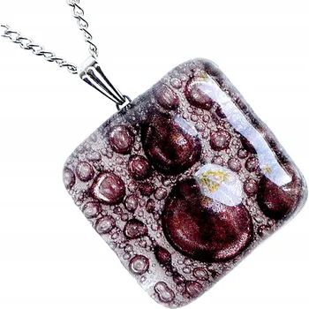 Náhrdelník Hnědý náhrdelník z českého skla zdobeného bublinkami, ruční výroba