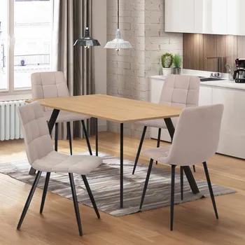 Idea-nábytek Jídelní stůl 120x80 BERGEN dub + 4 židle BERGEN béžová 4565