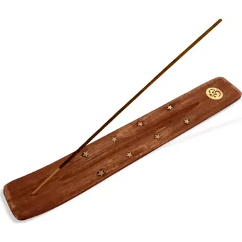 Čajovna Dřevěný zdobený stojánek na vonnou tyčinku ÓM JÓGA, Nature's Own