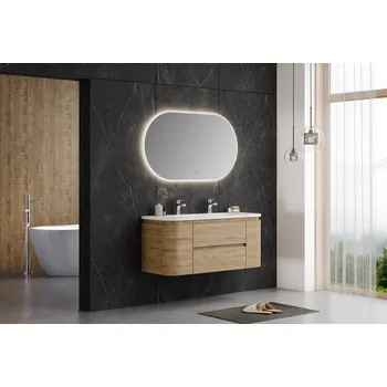 Nábytek Koupelnová skříňka s umyvadlem Naturel Shelley 119x50x45 cm dub mat SHELLEY120OAK