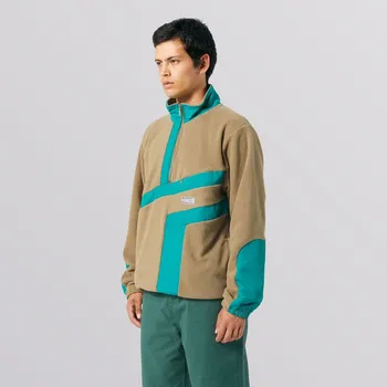 Pánské oblečení huf Pánská mikina range quarter zip polar olive