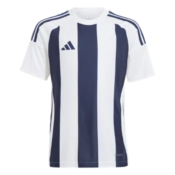 Adidas Teamsport Striped 24 krátký rukáv bílá/tmavě modrá UK Junior XXS