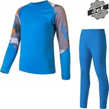 Dámské spodní prádlo SENSOR MERINO IMPRESS SET dětský triko dl.rukáv + spodky modrá/camo vel. 140; Modrá triko, spodky + DÁREK DLE VÝBĚRU!