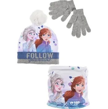 Čepice SOUPRAVA ČEPICE, NÁKRČNÍK A RUKAVICE FROZEN - velikost 52