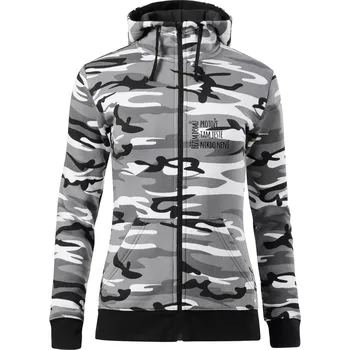 Dámská mikina Běžím domů protože tam ještě nikdo není - na prsu - Dámská mikina trendy zipper s kapucí - 2XL ( Šedý maskáč )