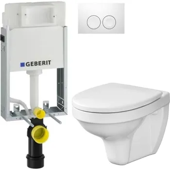 WC sada GEBERIT KOMBIFIXBasic vč. bílého tlačítka DELTA 21 + WC CERSANIT DELFI + SEDÁTKO 110.100.00.1 21BI DE1