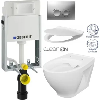 GEBERIT KOMBIFIXBasic vč. matného tlačítka DELTA 25 + WC CERSANIT CLEANON MODUO + SEDÁTKO 110.100.00.1 21MA MO1