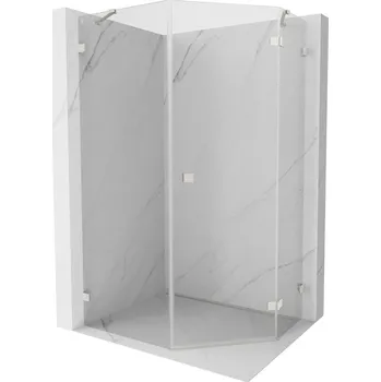 Mexen Lunar pětiúhelníková sprchová kabina otvíravá pravá 80 x 100 cm, transparentní, kartáčovaný nikl - 831-080P-100L-97-00-P Sprchové kouty