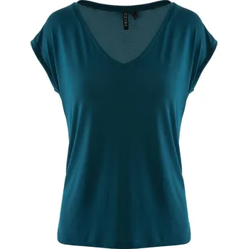 Dámské tričko PETROLEJOVÉ DÁMSKÉ MODALOVÉ TRIČKO S VÝSTŘIHEM DO V Pieces