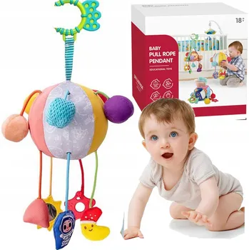 SENZORICKÝ MÍČEK MÍČEK ZÁVĚSKA NA KOČÁREK PÍSKACÍ HRAČKY ZRCÁTKO KOUSÁTKO