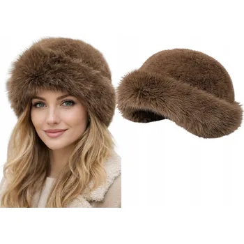 Čepice Teplá Zimní Čepice Dámská Hnědá Coffee s Kožíškem Elegantní STYLOVÁ