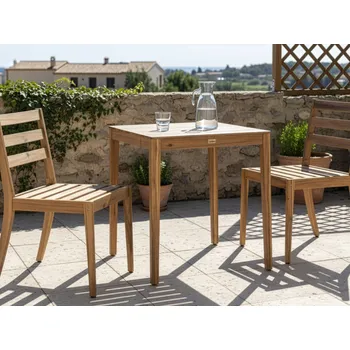 Zahradní nábytek Zahradní bistro stůl světle hnědý certifikované akáciové dřevo 80 x 80 cm obdélníková deska rustikální styl venkovní Beliani