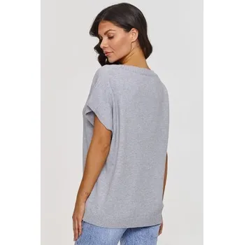 Dámská móda Dámský svetr Makadamia S157 světle šedý Světle šedá One size