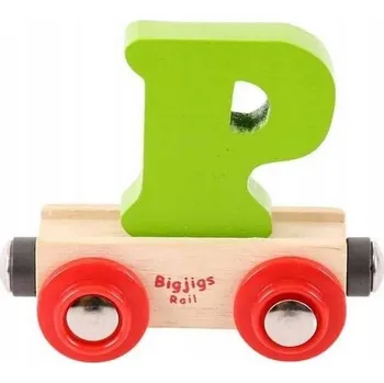 Vláček a vláčkodráha Hračka Bigjigs Rail Vagónek písmeno P dřevěné vláčkodráhy