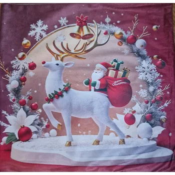 Povlak na polštářek Povlak na polštář 40/40 Vánoční sob Santa Claus sněhulák