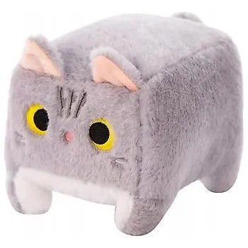 plyšák PLYŠOVÁ HRAČKA *ČTVERCOVÁ KOČKA* 20 CM ŠEDÁ KOČKA PLYŠOVÁ POLŠTÁŘ PLYŠÁK