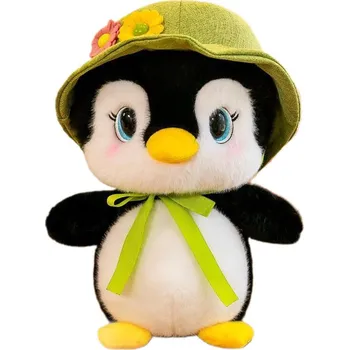 plyšák PLYŠÁK PLYŠOVÝ MAZLÍČEK PŘÍTULNÍČEK VELKÝ PINGWIN Z ZIELONYM KAPELUSZEM 25 cm