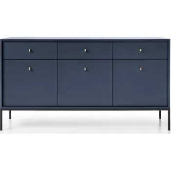 Komoda Elegantní tmavě modrá komoda 153 cm, moderní design, černý rám