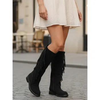 Dámské kozačky Dámské černé semišové kozačky ZY1337 Velikost: 40