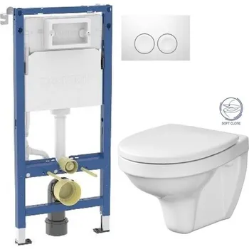 WC sada GEBERIT DuofixBasic s bílým tlačítkem DELTA21 + WC CERSANIT DELFI + SOFT SEDÁTKO 458.103.00.2 21BI DE2