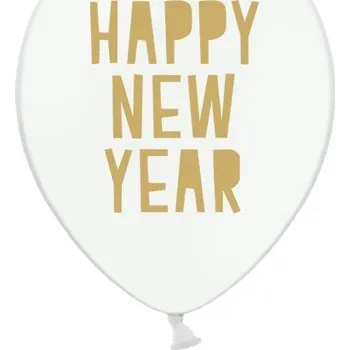 Balónek BALÓNKY ŠŤASTNÝ NOVÝ ROK BÍLÉ 6 KS 30 CM SILVESTR