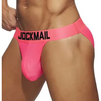 Slipy JOCKMAIL SLIPY XL RŮŽOVÁ SÍŤKA NEON MESH TANGA
