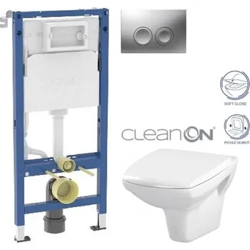 WC sada GEBERIT DuofixBasic s matným tlačítkem DELTA21 + WC CERSANIT CLEANON CARINA + SEDÁTKO 458.103.00.2 21MA CA2