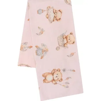 Plena flanelová dětská plenka s potiskem teddy bear růžová NEW BABY