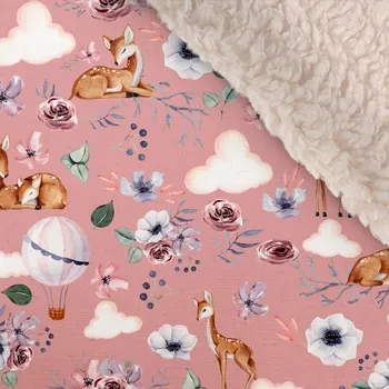 Zbytek - Softshell zimní s bílým beránkem premium nature \/ příroda starorůžová