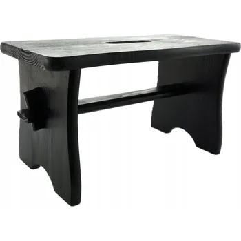 Jídelní židle ČERNÁ LAKOVANÁ STOLIČKA TABURET DŘEVĚNÝ plošina kuchyňská židle FSC