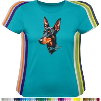 Dámské tričko damske-levne-bavlnene-tricko-digitalni-potisk-pes-dobrman Barva: Emerald - Smaragdové, velikost: XXL