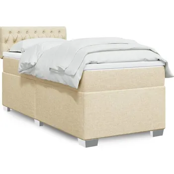Postel vidaXL Box spring postel s matrací 90x190 cm textil [3288052] Barva: krémová