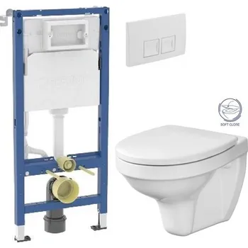 WC sada GEBERIT DuofixBasic s bílým tlačítkem DELTA50 + WC CERSANIT DELFI + SOFT SEDÁTKO 458.103.00.2 50BI DE2