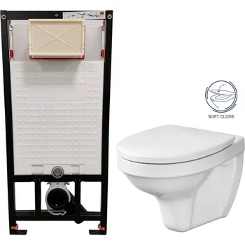 DEANTE Podomítkový rám, pro závěsné WC mísy bez tlačítka + WC CERSANIT DELFI + SOFT SEDÁTKO CST_WC01 X DE2