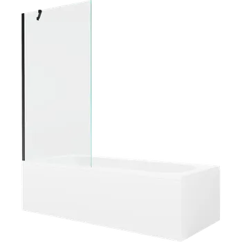 Vana Mexen Vega obdélníková vana 150 x 70 cm s krytem a 1-křídlovou zástěnou 90 cm, transparentní, černá - 550115070X9509000070 Vany se zástěnou