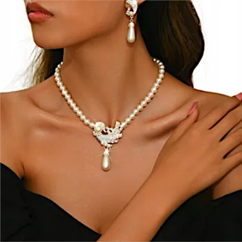Náhrdelník Náušnice Náhrdelník Sada Stříbrná Sada Zirkony Perly Svatba Večeře