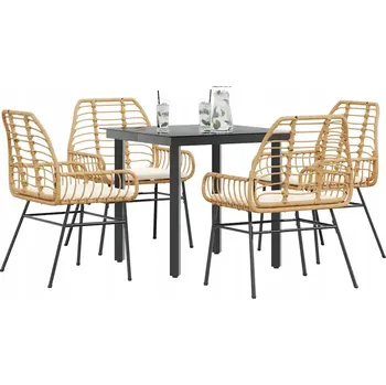 Zahradní nábytek z umělého ratanu vidaXL, černý, 5 dílů