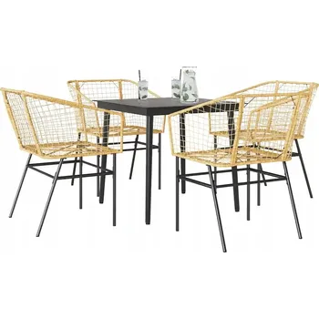 vidaXL 5dílný zahradní jídelní set polyratan sklo [3334486] Barva: Hnědá