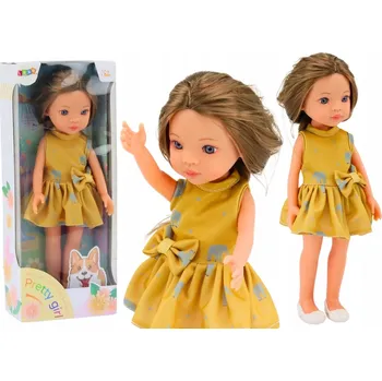 Panenka Panenka Žlutá Šaty Hnědé vlasy Velká panenka 33 cm