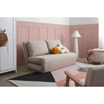 Pohovka Rozkládací pohovka béžová potah z umělého lnu 2místná bez područek s extra polštáři Dětská pohovka Moderní styl Obývací pokoj Dětská ložnice Beliani