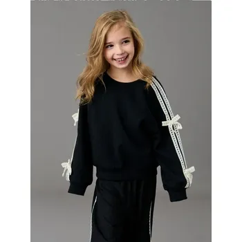 Dívčí oblečení Sinsay - Mikina s kulatým výstřihem - černá - 563HN-99X - 563HN-99X-104