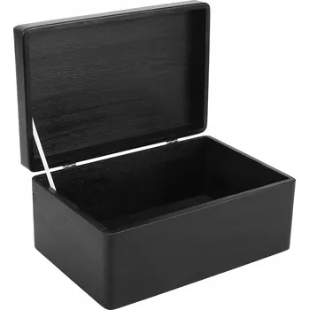 Úložný box Krabička dřevěná Creative Deco černá na hračky s víkem 30x20x14 cm