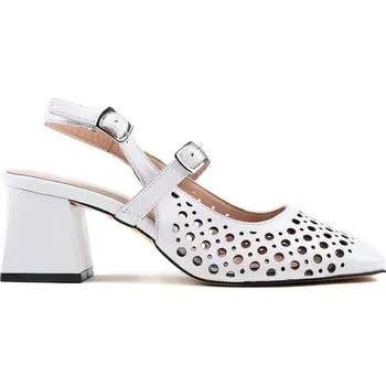 Dámské sandále Letizia Dámské bílé perforované lodičky s páskem přes nárt a otevřenou patou Velikost: 41