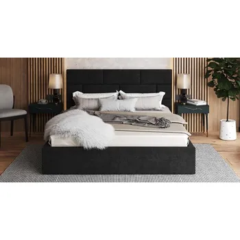 Postel Čalouněná postel PASADENA 120x200 s kovovým roštem ČERNÁ