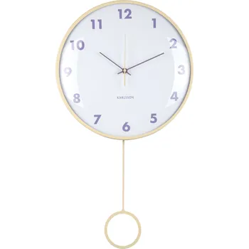 Hodiny Karlsson, Nástěnné hodiny s kyvadlem Cheeky Dome, pastelově žluté - Formadore