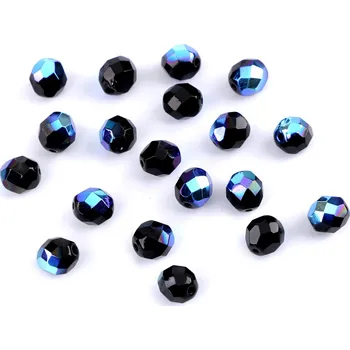Dětské navlékací korálky Skleněné korálky broušené ohňovky 8 mm, velké, 5 23980/28701 černá AB