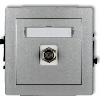 Elektrická zásuvka 7DGF-1 Anténní zásuvka SAT jednoduchá typ F, stříbrná Karlik Deco